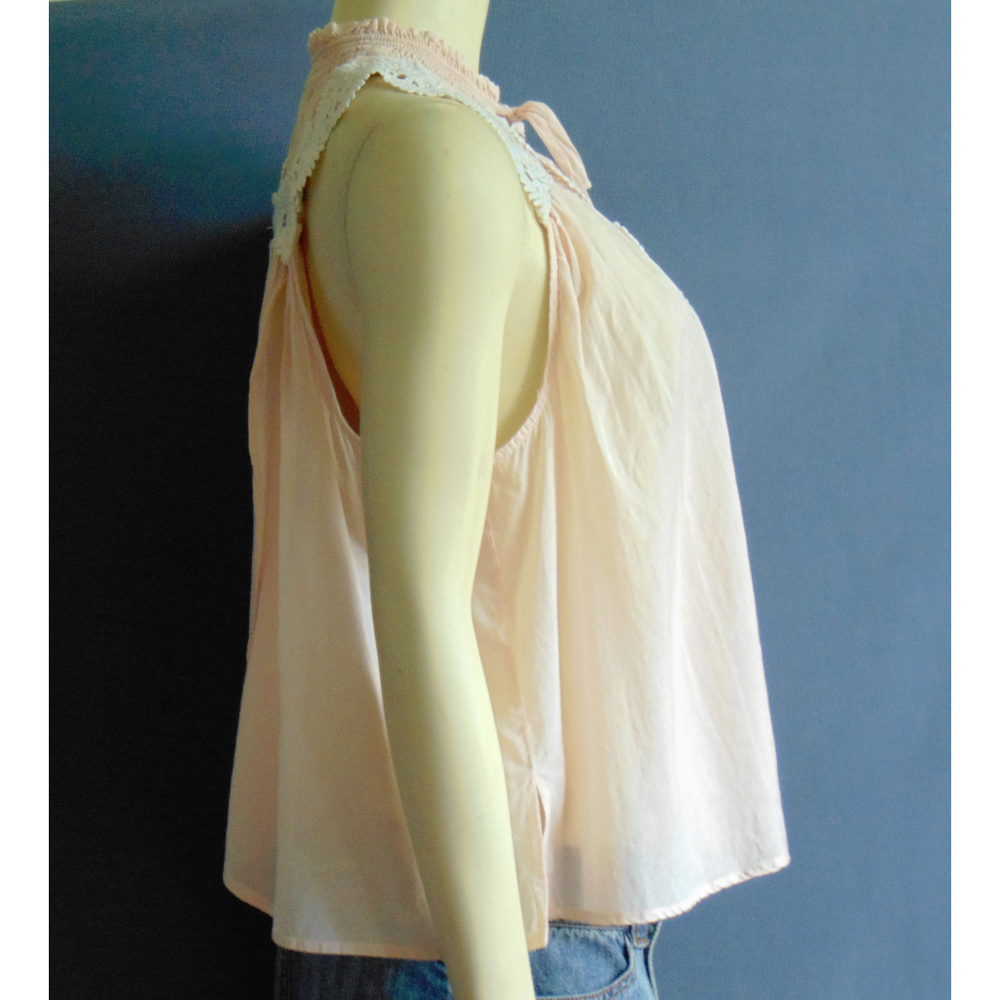 Free People Lace Cotton Voile A-Line Top M - Picture 3 of 6